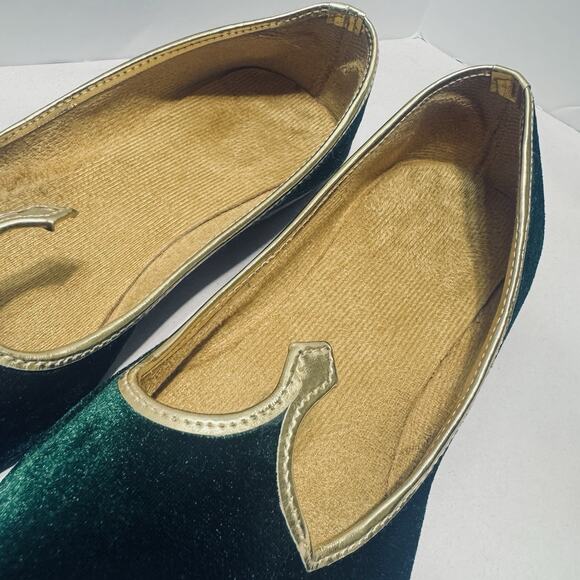 Men’s Shoes Indian Wedding Green Velvet Sherwani Jutties Khussa Mojari US 9/10 main image 4